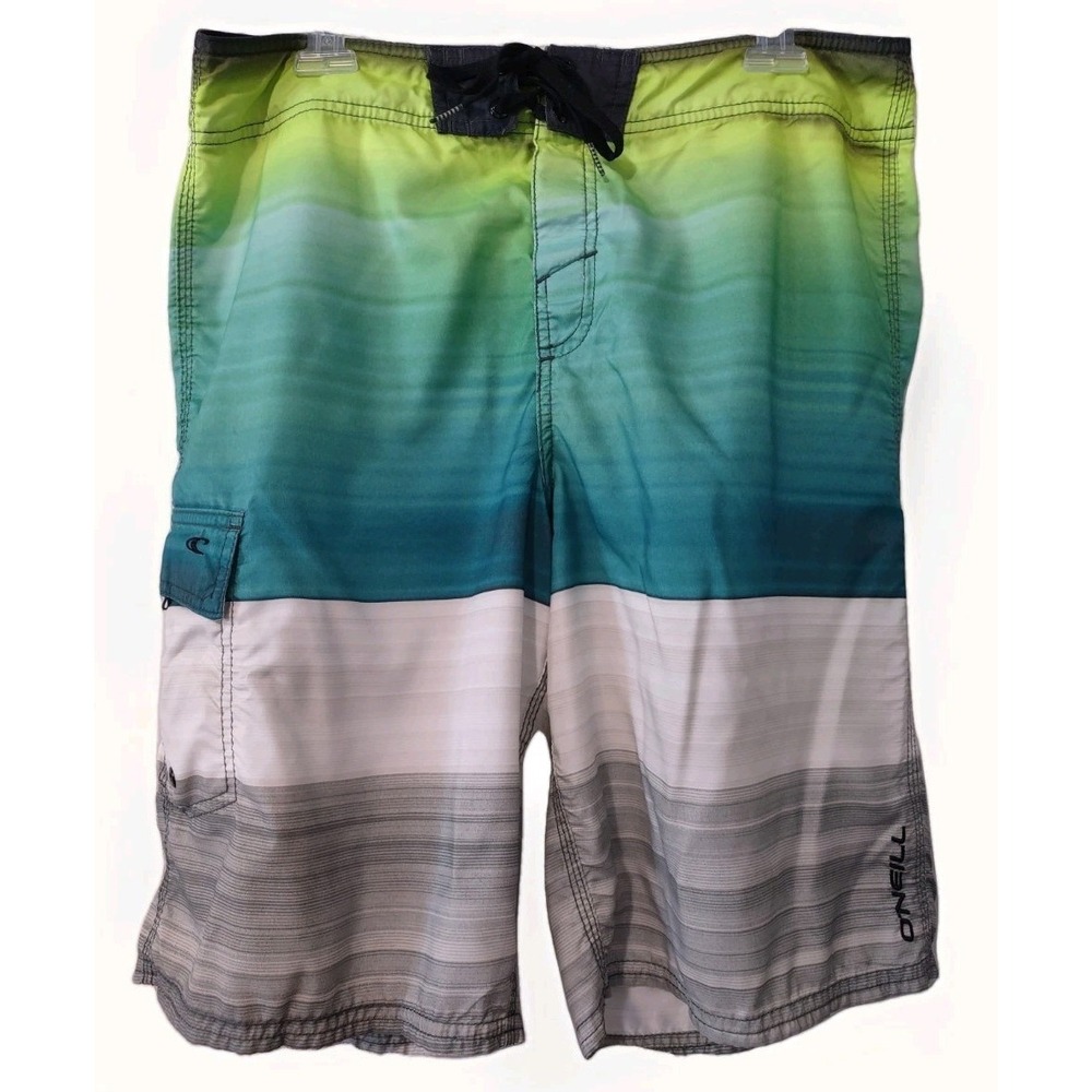 O'Neill Bathing Suit Shorts Mens Size Large 34" Waist Hook & Loop Closure Pocket